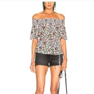 L’agence Lucia Off Shoulder Smocked Floral Blouse